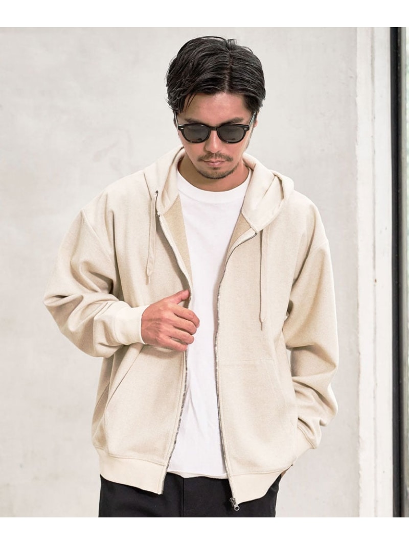 CavariA CavariA 杉綾模様ZIPパーカー シルバーバレット トップス パーカー・フーディー 薄墨色 ベージュ【貨物輸送無料】