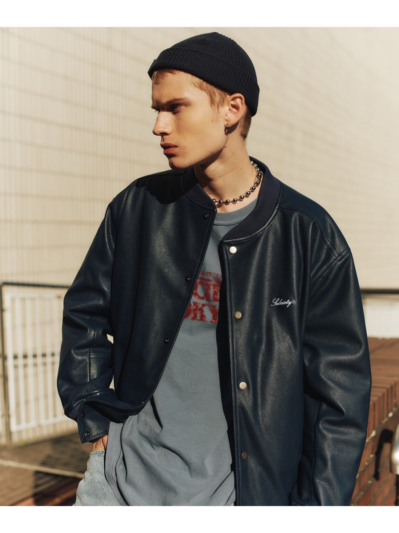 【Subciety】STADIUM JACKETレザー 革袖 sizeXL 黒 Subciety（サブサエティ）の「STADIUM JKT（スタジャン）」 - WEAR