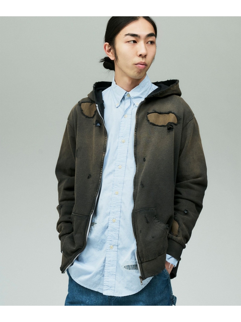 Johnbull Private labo 【DENIM DELIGHT DAYS】リメイクZIP引きあげるパーカー ジョンブルプライベートラボ トップス パーカー・フーディー 黒いこと 青色 米国海軍【貨物輸送無料】