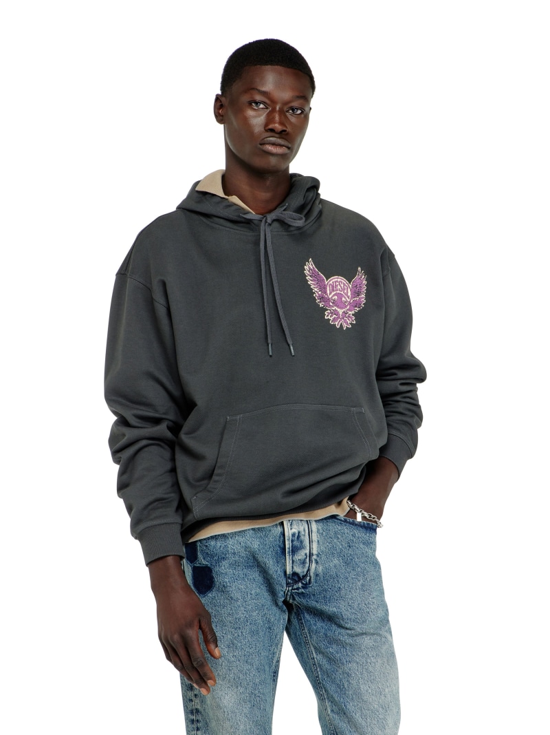 DIESEL メンズ プルオーバーパーカー S-NORM-HOOD-AA2 ディーゼル トップス スウェット・トレーナー ブラウン グレー【送料無料】| Fashion Men
