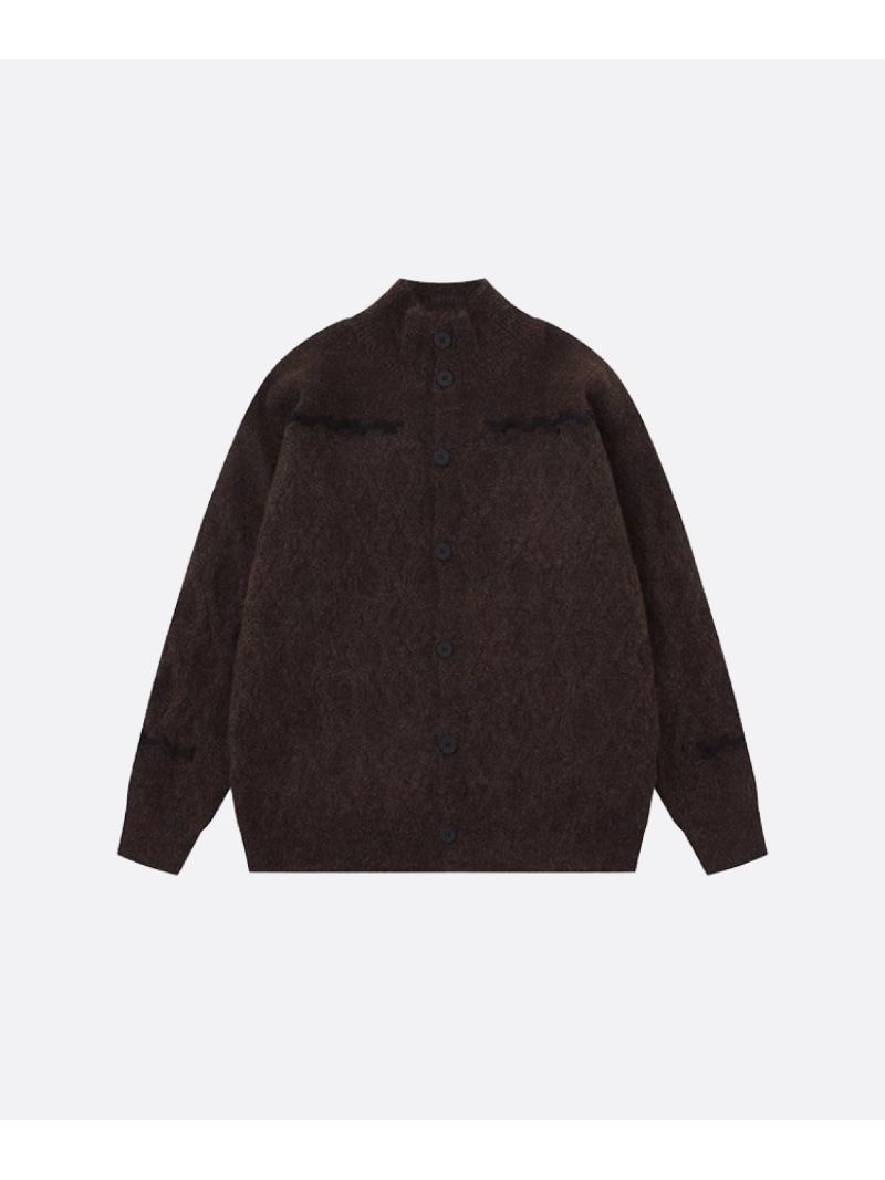 U:UME Emboss Wave Jacquard Cardigan ユーム トップス ジレー 薄墨色【此れから取って置く】*【貨物輸送無料】 メンズファッション-トップス-カーディガン