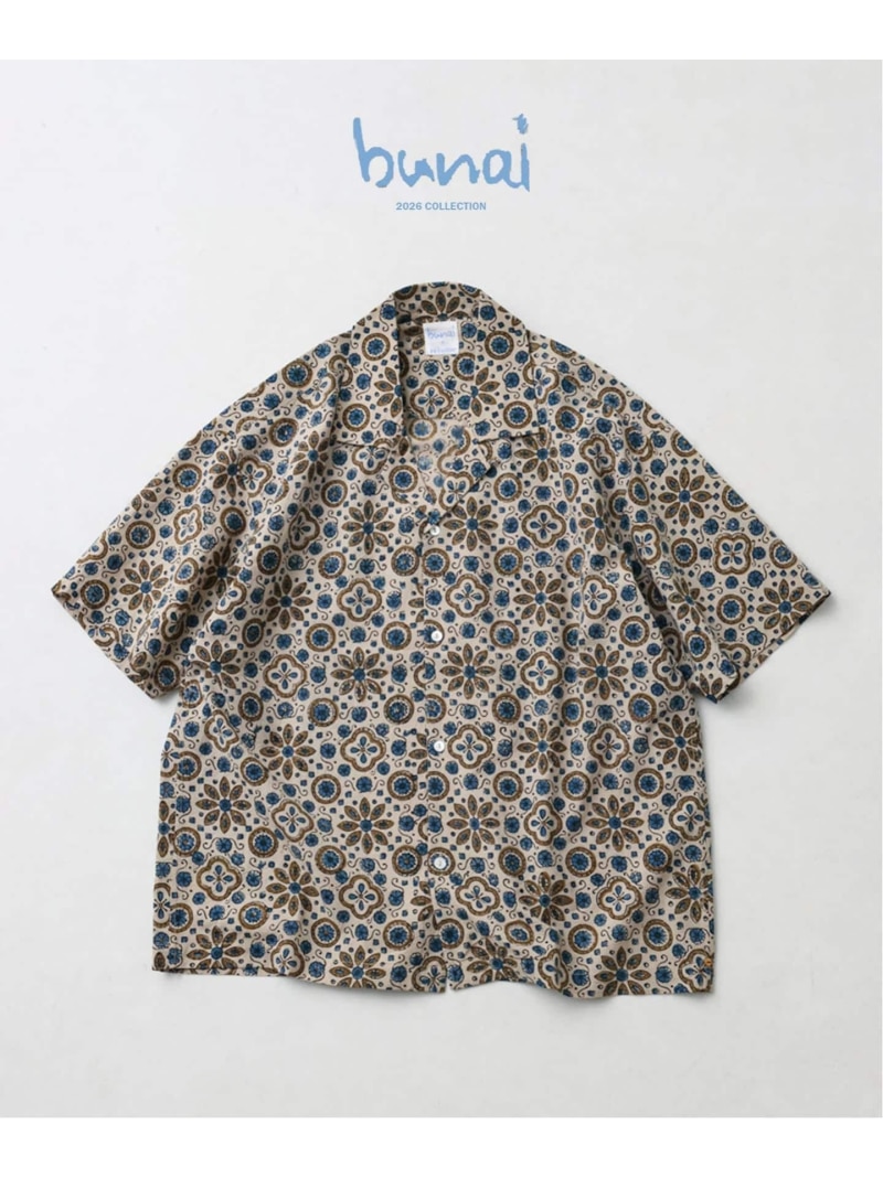 JOURNAL STANDARD relume 《予約》bunai / ブナイ 別注 アジュラク プリント オープンカラー半袖シャツ ジャーナル スタンダード レリューム トップス シャツ・ブラウス ネイビー レッド ベージュ ブラック【先行予約】*【送料無料】