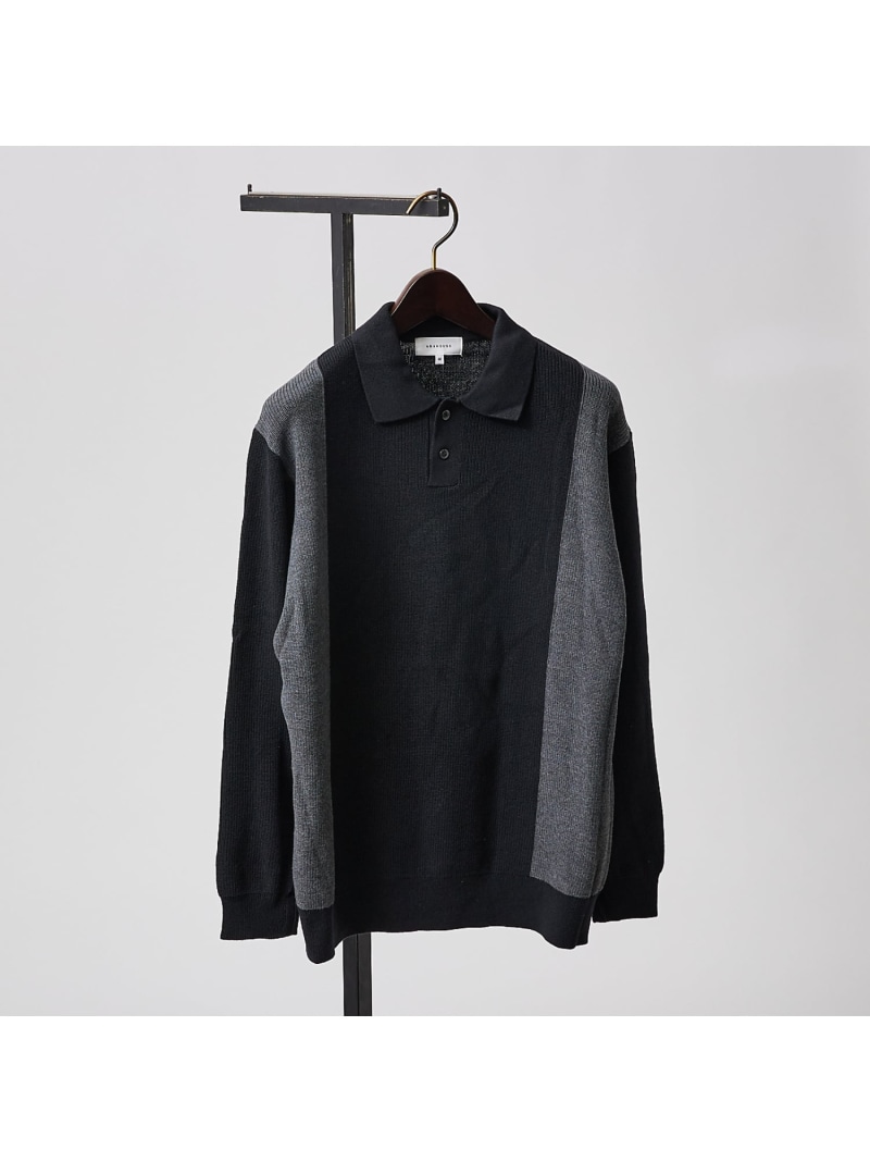 【SALE／40%OFF】ABAHOUSE LASTWORD バイカラー 片畦 ニットポロシャツ アバハウス トップス ポロシャツ ベージュ ブルー ブラック【RBA_E】【送料無料】