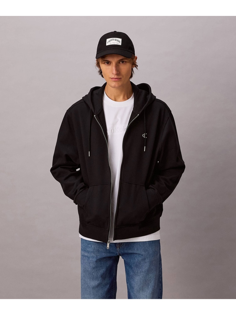 Calvin Klein Jeans 【公式ショップ】 カルバンクライン モノグラムテリーフルジップパーカ 4RD266G SS26 カルバン・クライン トップス パーカー・フーディー ブラック グレー【送料無料】