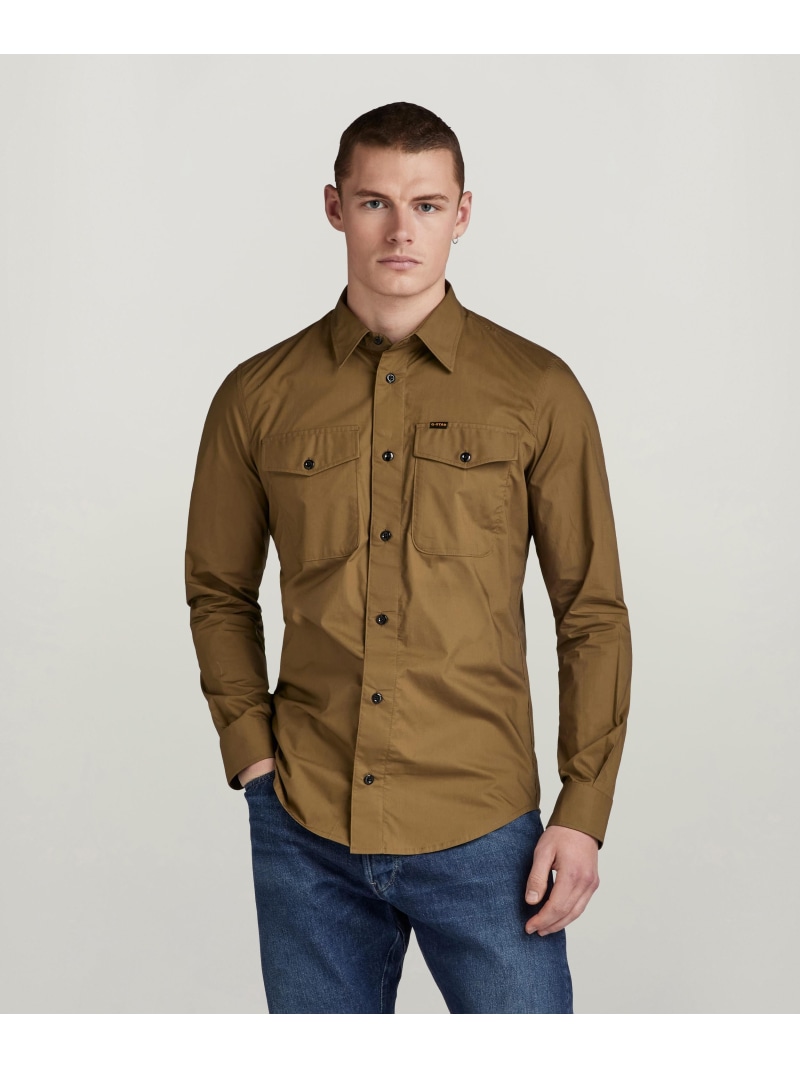 【SALE／40%OFF】G-Star RAW 【公式ショップ】MARINE SLIM SHIRT/ミリタリーディテールスリムシャツ ジースターロゥ トップス シャツ・ブラウス カーキグリーン【RBA_E】【送料無料】