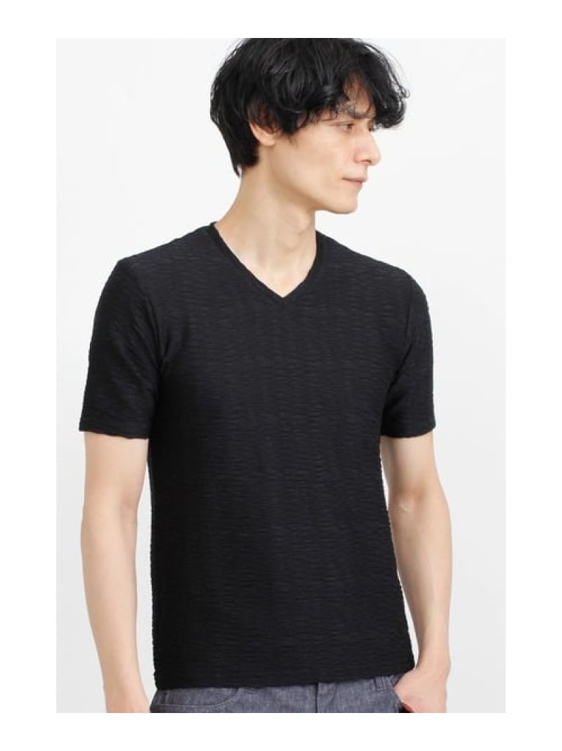 TORNADO MART TORNADO MART∴タックドアロージャガードハンソデカットソー トルネードマート トップス カットソー・Tシャツ パープル ホワイト ブラック【送料無料】