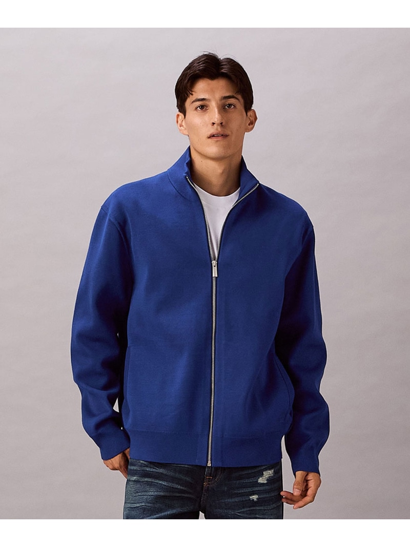 【SALE／26%OFF】Calvin Klein (M) 【公式ショップ】 カルバンクライン フルジップ ニット Calvin Klein 4LD373G カルバン・クライン トップス カーディガン ブラック ブルー【RBA_E】【送料無料】