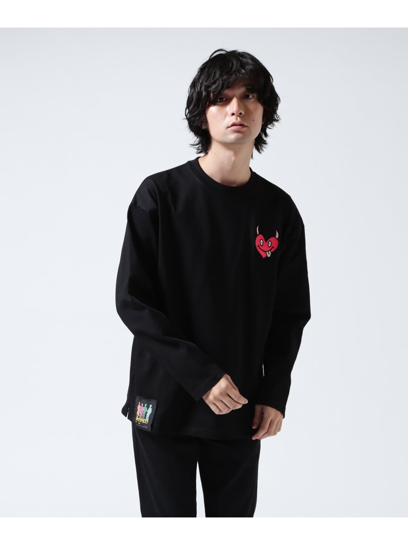 B'2nd maxsix(マックスシックス)SINGLE HERT L/S TEE ビーセカンド トップス カットソー・Tシャツ ブラック ホワイト【送料無料】
