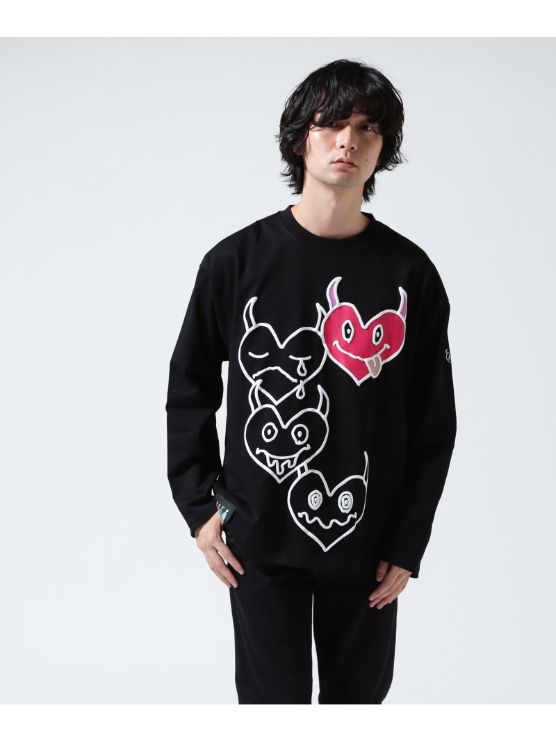 B\u00272nd maxsix(マックスシックス)ONI HERTS L/S TEE ビーセカンド トップス カットソー・プルオーバー 白いこと 黒いこと【貨物輸送無料】