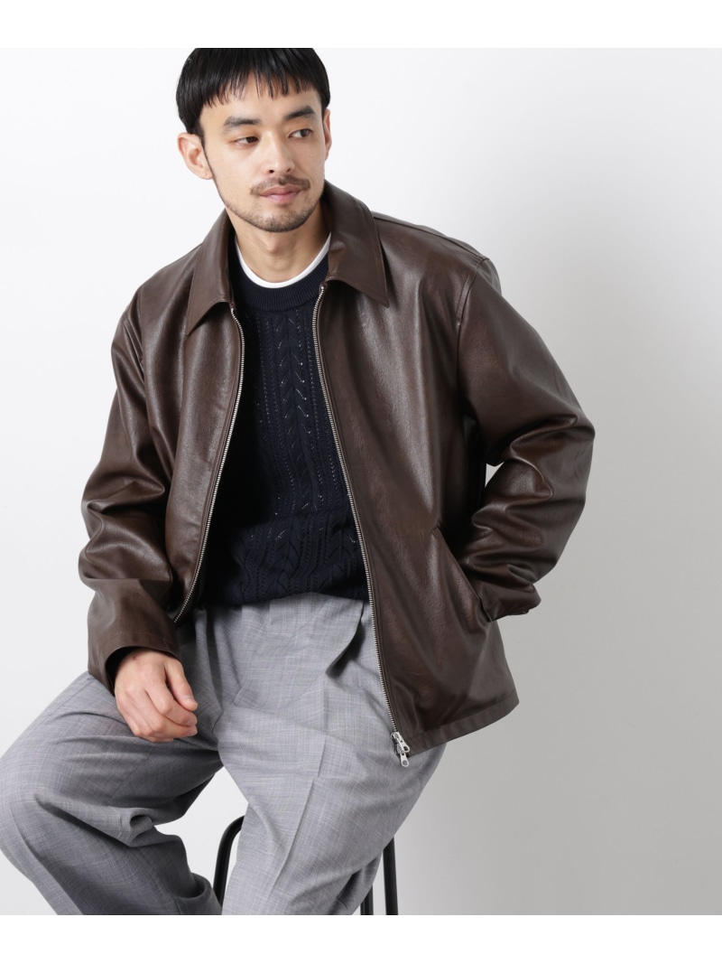 【SALE／40%OFF】NANO universe フェイクレザー「WARP PRINT」ライニング ナノユニバース ジャケット・アウター ブルゾン・ジャンパー ブラウン ブラック【RBA_E】【送料無料】｜ Fashion Men
