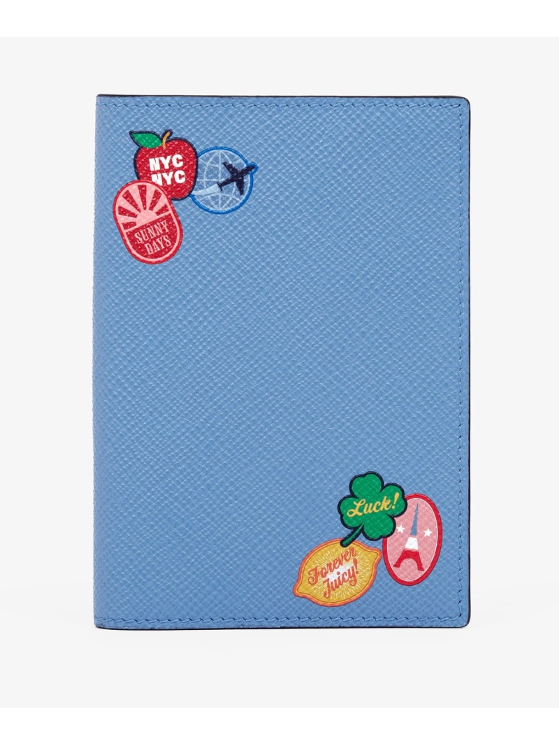 SMYTHSON Passport Cover インチ Panama Stickers スマイソン 銭入れ・合財袋・容れもの 通行手形容れもの・定期入れ 青碧【貨物輸送無料】