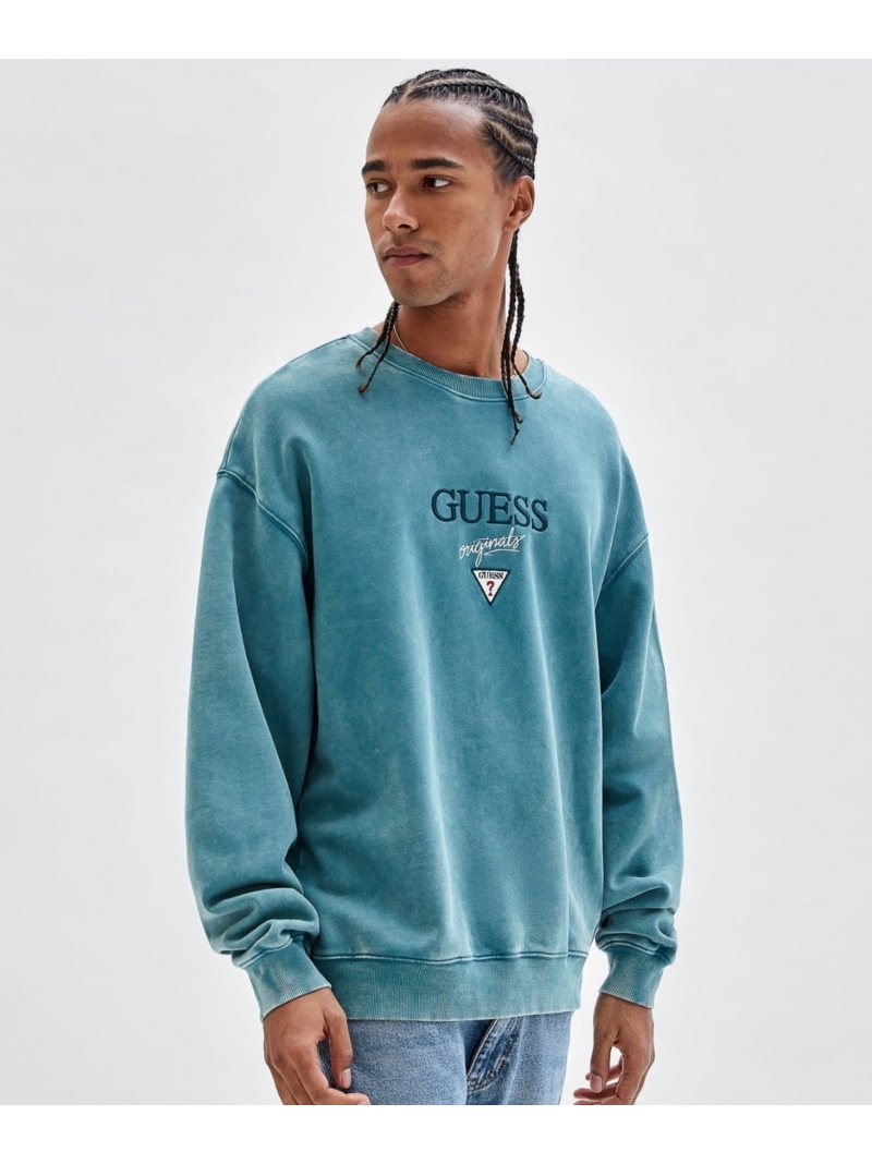 【SALE／50%OFF】GUESS GUESS スウェット (M)Logo Crewneck Sweatshirt ゲス トップス スウェット・トレーナー オレンジ パープル グリーン グレー ベージュ ピンク ブラック【RBA_E】【送料無料】