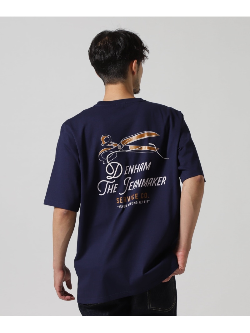 ROYAL FLASH DENHAM/デンハム/WTDC TEE JEANS JERSEY ロイヤルフラッシュ トップス カットソー・Tシャツ ホワイト ネイビー【送料無料】