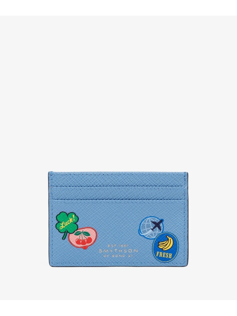 SMYTHSON Flat Card Holder in Panama Stickers スマイソン 財布・ポーチ・ケース 名刺入れ・カードケース ブルー【送料無料】