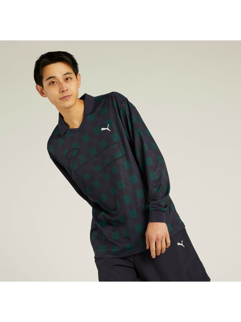 【SALE／30%OFF】PUMA メンズ ワードローブ ESS+ フットボール チェック 半袖 シャツ WORDROBE ESS+ FOOTBALL SHIRT プーマ トップス カットソー・Tシャツ ネイビー【RBA_E】【送料無料】
