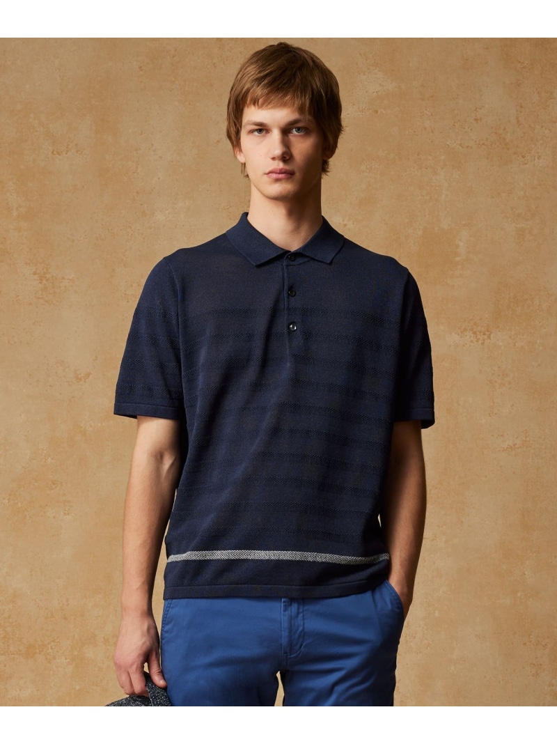 JOSEPH ABBOUD 【エコ原料品/軽さ/通人となり/速乾燥した】ペーパーヤーンニット ポロ ジョセフアブード トップス 編み物 白いこと 米国海軍【貨物輸送無料】