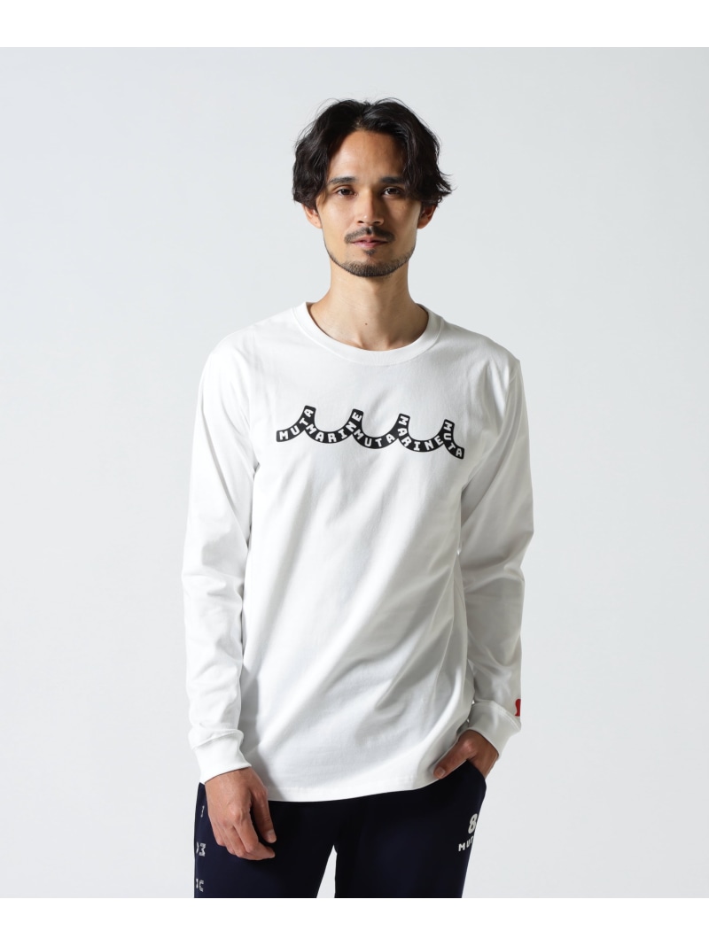 ROYAL FLASH muta MARINE/ムータ 米国海兵隊員/別注Wave muta MARINE LS Tee ロイヤル閃光電球 トップス カットソー・ティーシャツ 黒いこと 白いこと【貨物輸送無料】