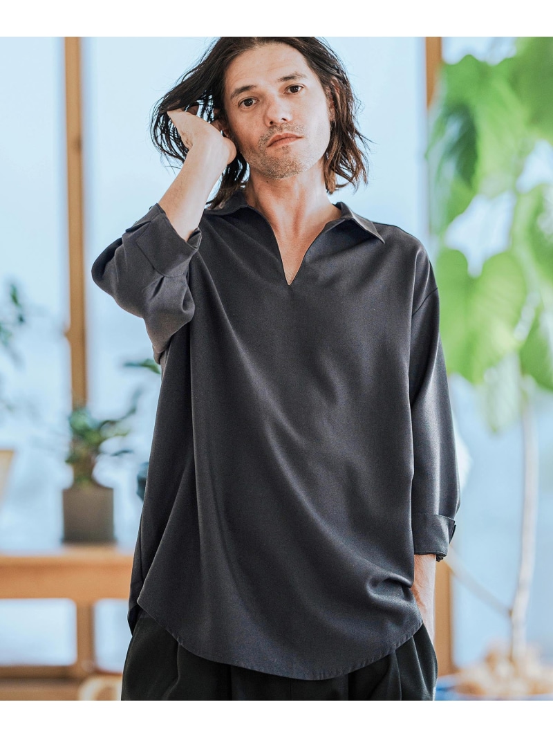 CAMBIO ms5917-Drape 3-4 Sleeve Skipper Pullover Shirts 七分袖プルオーバー カンビオ トップス プルオーバー・トップ 黒いこと 薄墨色【貨物輸送無料】