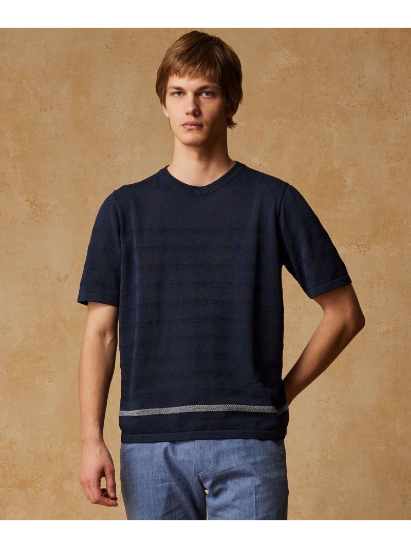 JOSEPH ABBOUD 【キングサイズ・エコ素材/軽量/通気性/速乾性】ペーパーヤーンニット Tシャツ ジョセフアブード トップス ニット ホワイト ネイビー【送料無料】