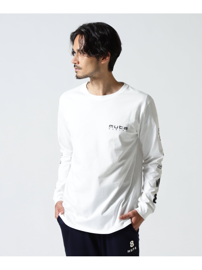 ROYAL FLASH muta MARINE/ムータ 米国海兵隊員/別注Sleeve Print LS Tee ロイヤル閃光電球 トップス カットソー・プルオーバー 白いこと 黒いこと【貨物輸送無料】