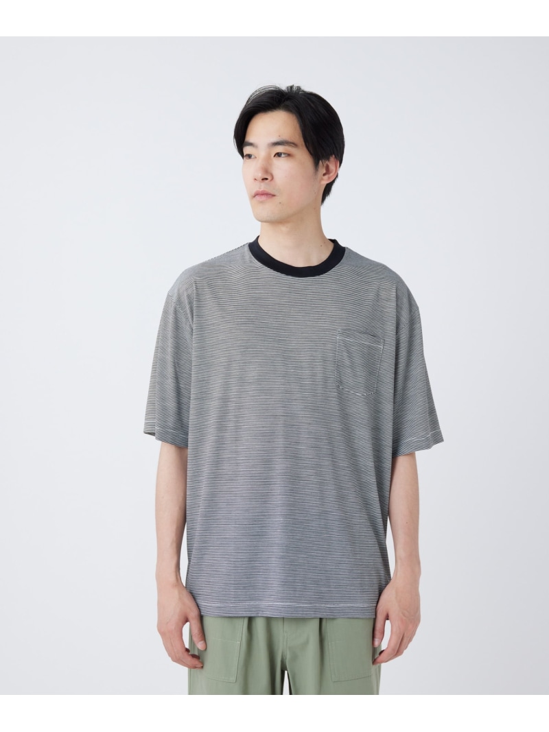 Snow Peak Summer Wool Stripe T-Shirt スノーピーク トップス カットソー・Tシャツ ブラック【送料無料】