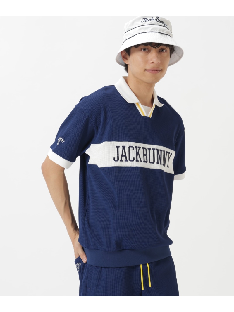 Jack Bunny!! BodyShellEXワッフル半袖ポロシャツ ジャックバニー トップス ポロシャツ ネイビー グリーン【送料無料】