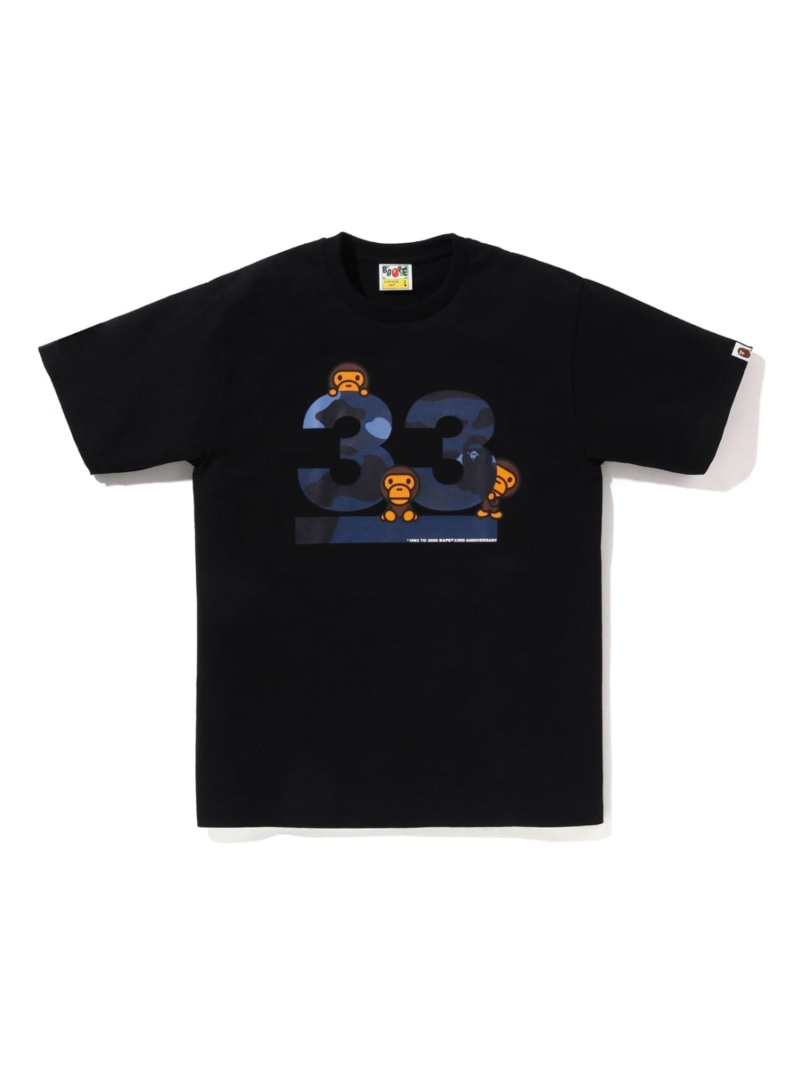 A BATHING APE A BATHING APE 33RD ANNIV. BABY MILO TEE ア ベイシング エイプ トップス カットソー・Tシャツ ホワイト ブラック【送料無料】
