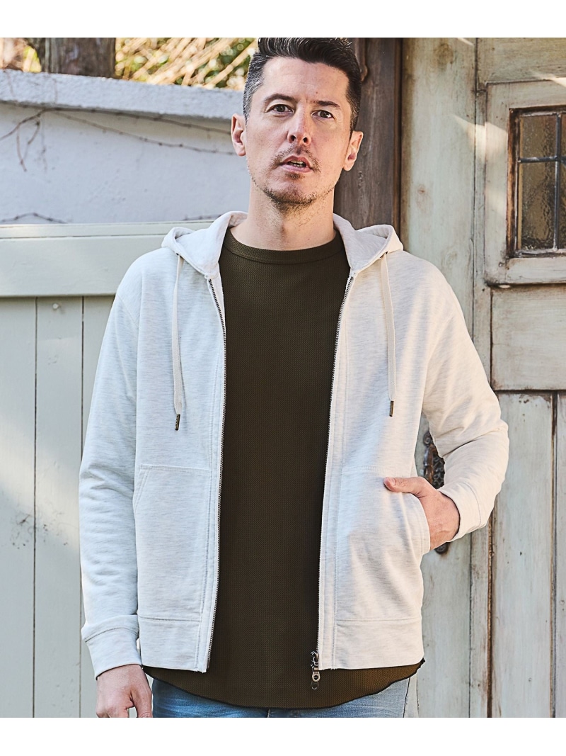 RATTLE TRAP スラブ裏毛パーカー メンズ ビギ トップス スウェット・トレーナー ホワイト ネイビー【送料無料】| Fashion Men