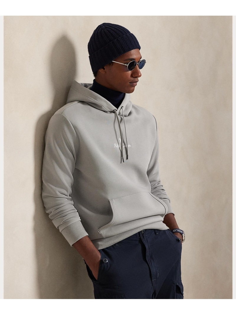 POLO RALPH LAUREN ロゴタイプ ダブル編み物 フーディ ラルフローレン トップス パーカー・フーディー 薄墨色【貨物輸送無料】