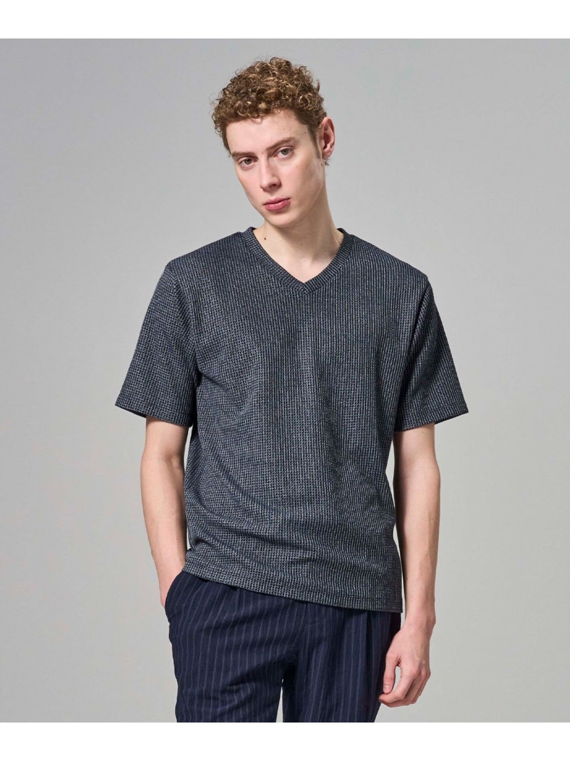 JOSEPH HOMME 【新色加えること】メランジクロスジャージー Vネックカットソー ジョゼフ オム トップス カットソー・プルオーバー 米国海軍 黒いこと【貨物輸送無料】
