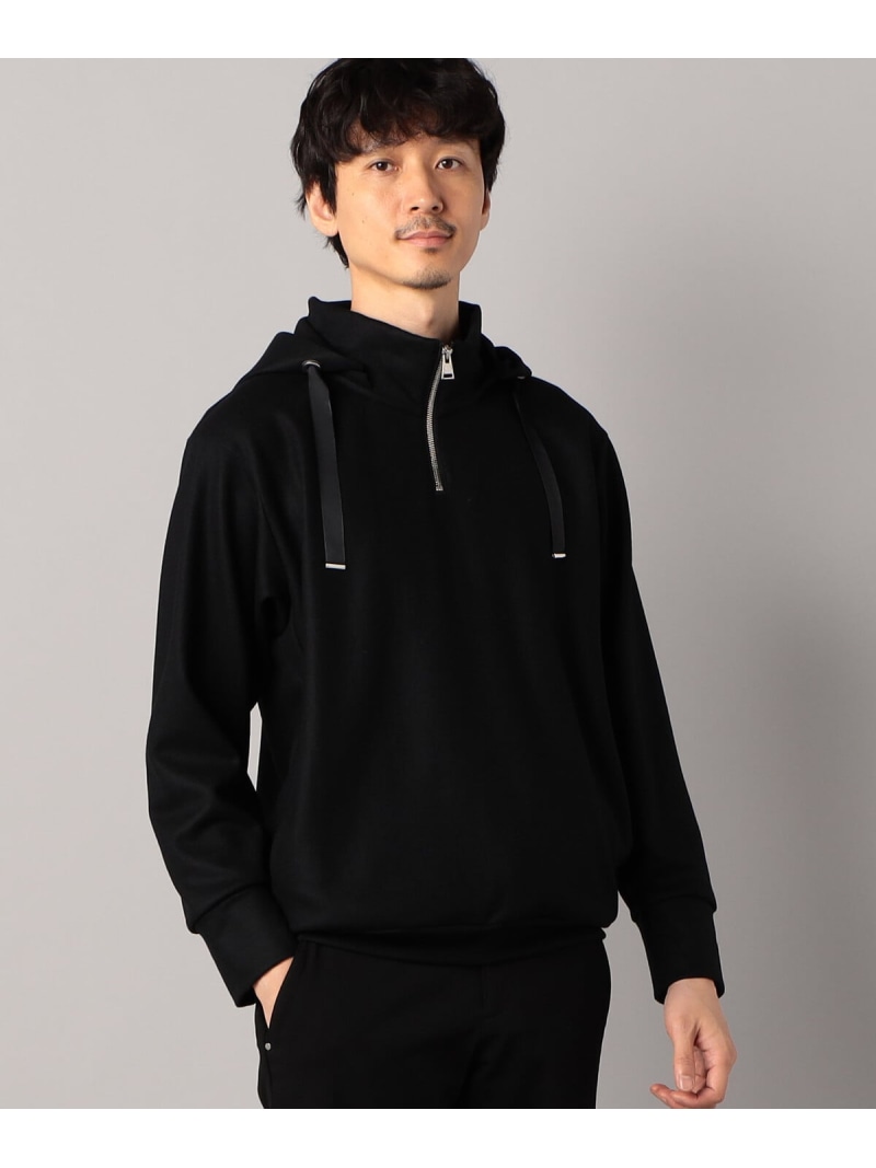 【SALE／43%OFF】COMME CA MEN 【COMME CA MEN】ハードミルド 圧縮ウールハーフジップフーディー コムサメン トップス パーカー・フーディー ブラック ブラウン【RBA_E】【送料無料】
