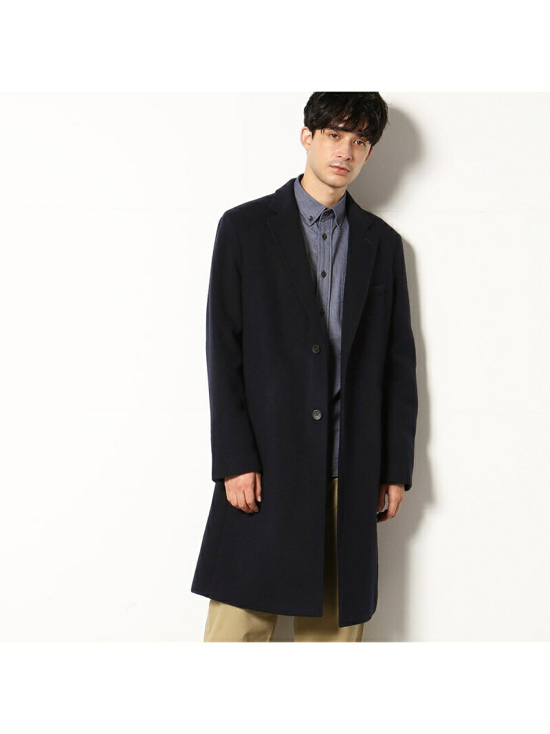 Comme Ca Commune 尾州ファブリック ウールチェスターコート コムサイズム コート ジャケット チェスターコート ネイビー ブラック レッド グリーン