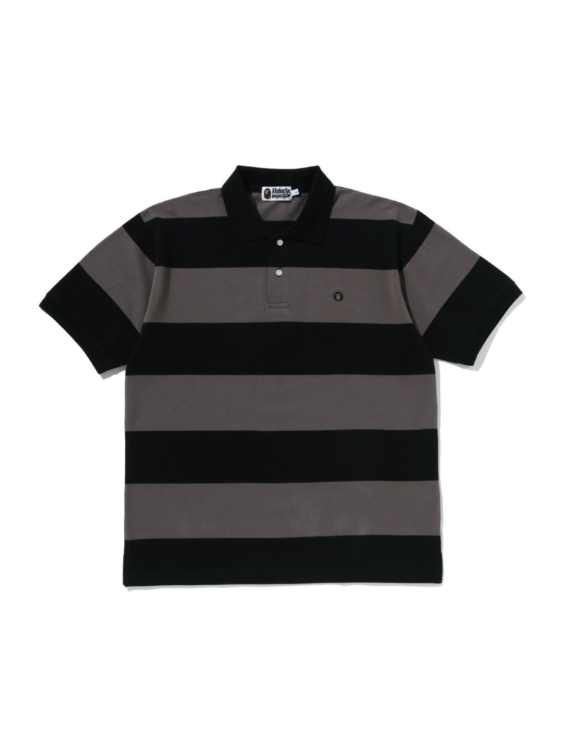 A BATHING APE MILO ONE POINT STRIPE RELAXED FIT POLO ア ベイシング エイプ トップス スポーツシャツ 黒いこと 赤銅色【貨物輸送無料】