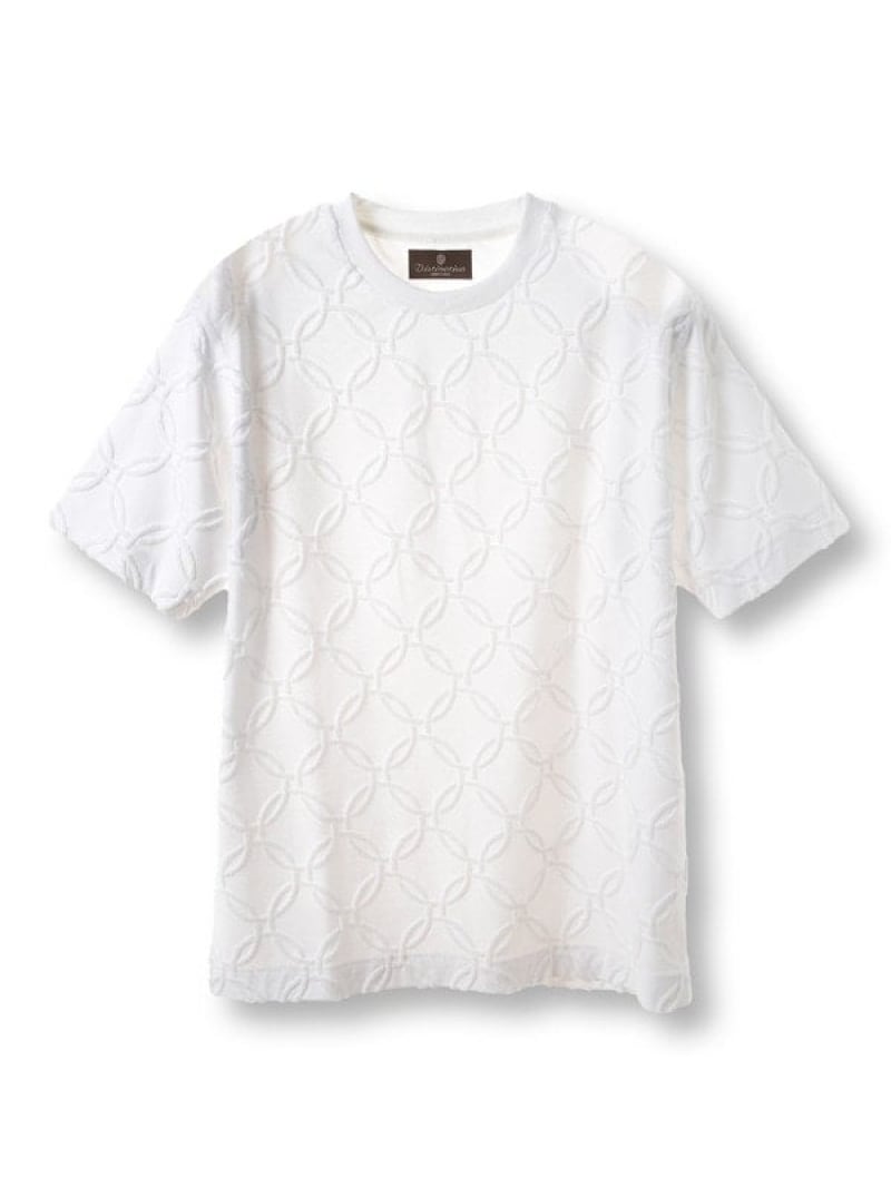 【SALE／35%OFF】DISTINCTION MEN'S BIGI パイルジャガードTシャツ メンズ ビギ トップス カットソー・Tシャツ ホワイト ブルー【RBA_E】【送料無料】
