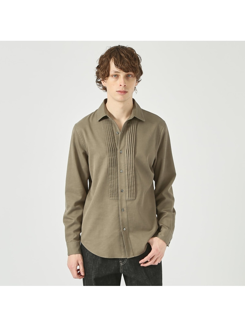 【SALE／50%OFF】DESIGNWORKS ピンタックシャツ デザインワークス トップス シャツ・ブラウス ブラック カーキグリーン【RBA_E】【送料無料】｜ Fashion Men 10,725円