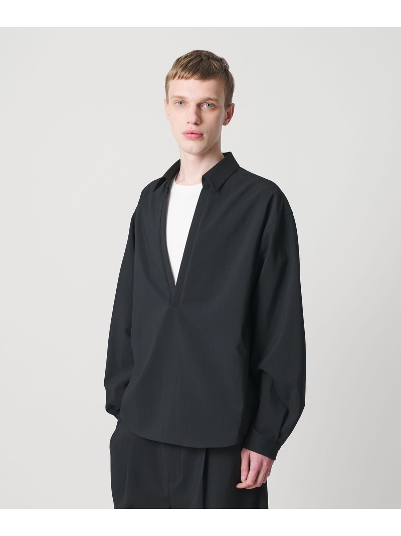 monkey time BEAUTY&YOUTH UNITED ARROWS RENU TROシリーズ ディープ Vネック プルオーバー シャツ -セットアップ対応- ビューティー＆ユース　ユナイテッドアローズ トップス シャツ・ブラウス グレー ブラック【送料無料】