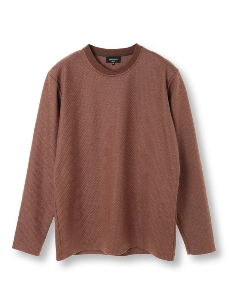【SALE／25%OFF】MEN'S BIGI フクレジャガード クルーネックリブカットソー メンズ ビギ トップス カットソー・Tシャツ ブラック ブラウン ネイビー【RBA_E】【送料無料】