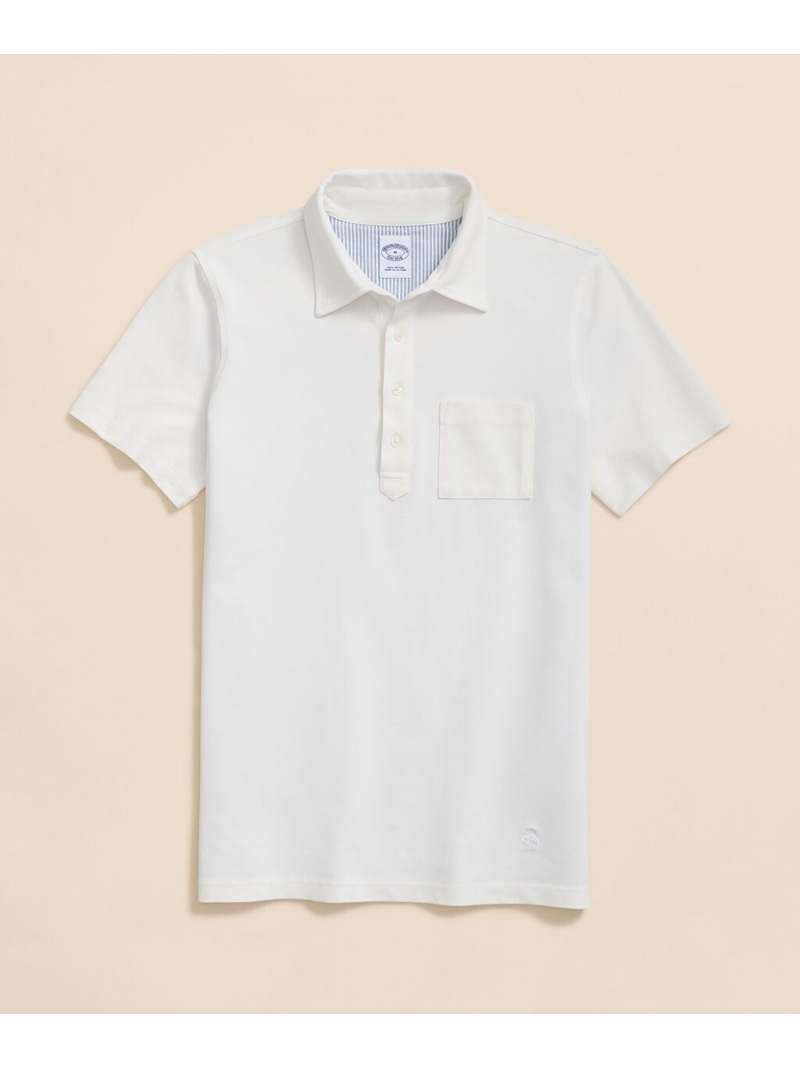 BROOKS BROTHERS コットンピケジャージー GFロゴ ガーメントダイ ポロシャツ ブルックス ブラザーズ トップス ポロシャツ ホワイト ブルー【送料無料】