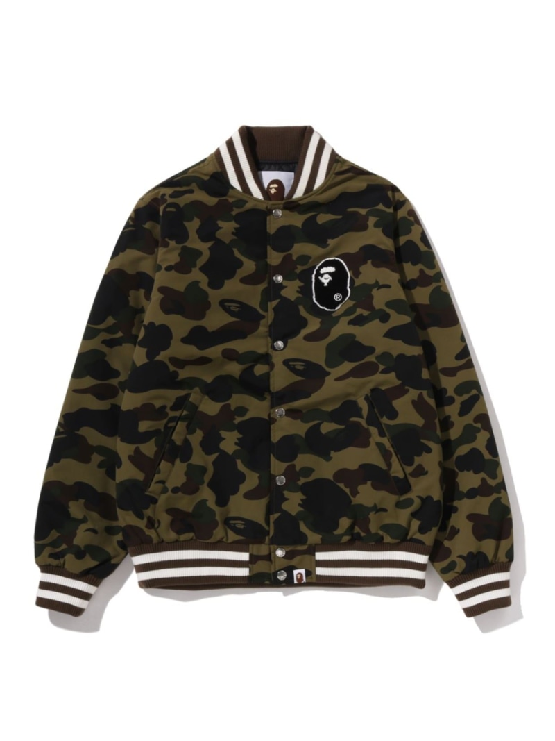 A BATHING APE 1ST CAMO VARSITY JACKET ア ベイシング エイプ ジャケット・アウター ブルゾン・ジャンパー イエロー グリーン【送料無料】