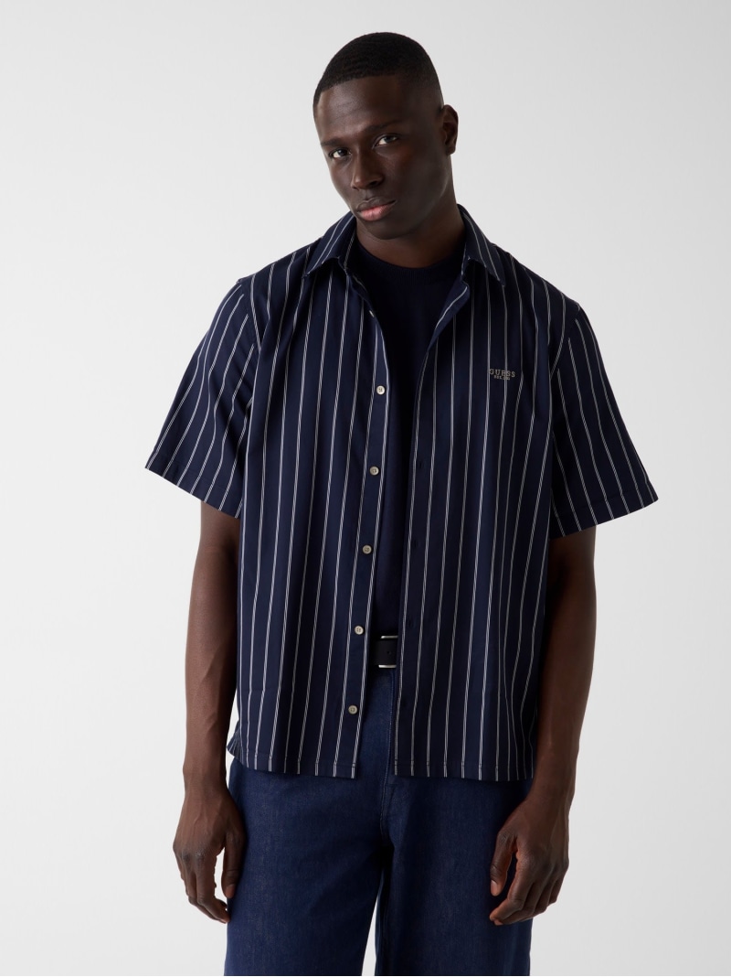 GUESS GUESS/(M)YARN Dyed Crinkle Shirt ゲス トップス シャツ・ブラウス ネイビー【送料無料】
