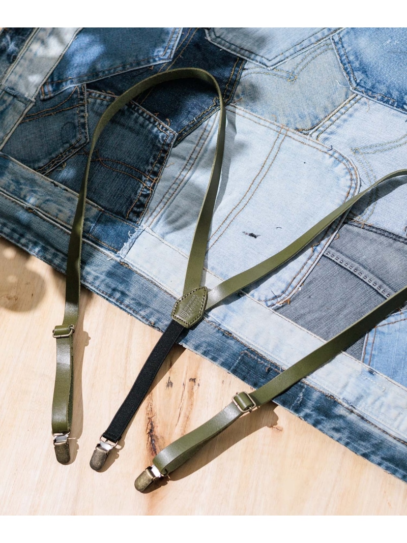 UNIVERSAL OVERALL Leather Suspenders レアリゼ ファッション雑貨 サスペンダー ブラック ブラウン グリーン ネイビー【送料無料】