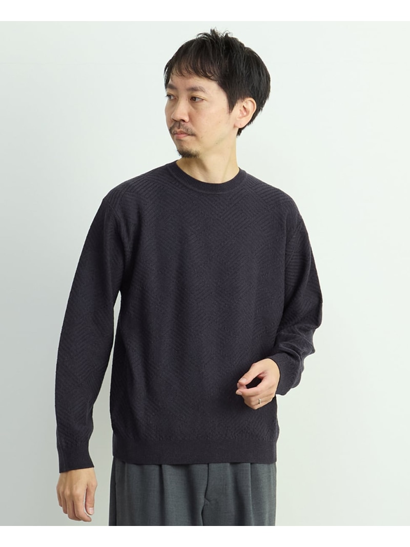 MEN'S MELROSE リンクスダイヤクルーネックニット メンズメルローズ トップス ニット グリーン ホワイト グレー【送料無料】