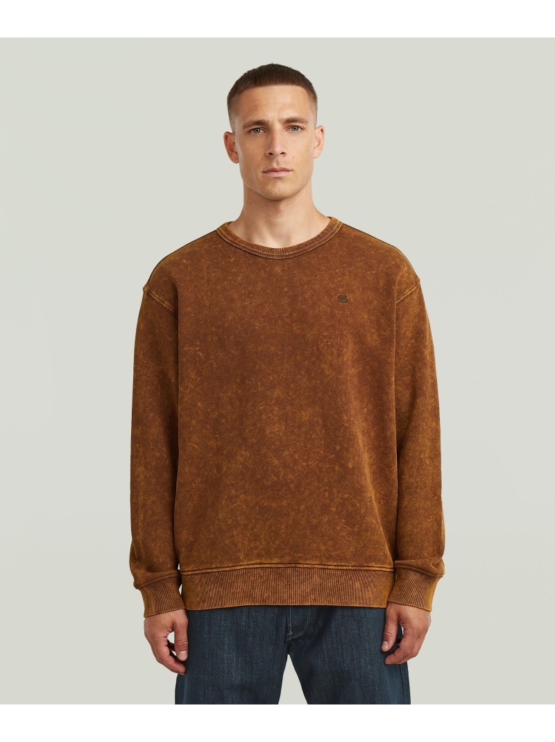 【SALE／40%OFF】G-Star RAW 【公式ショップ】WASHED SWEATER/ヴィンテージライクウォッシュド加工オーバーダイスウェット ジースターロゥ トップス スウェット・トレーナー ブラウン【RBA_E】【送料無料】