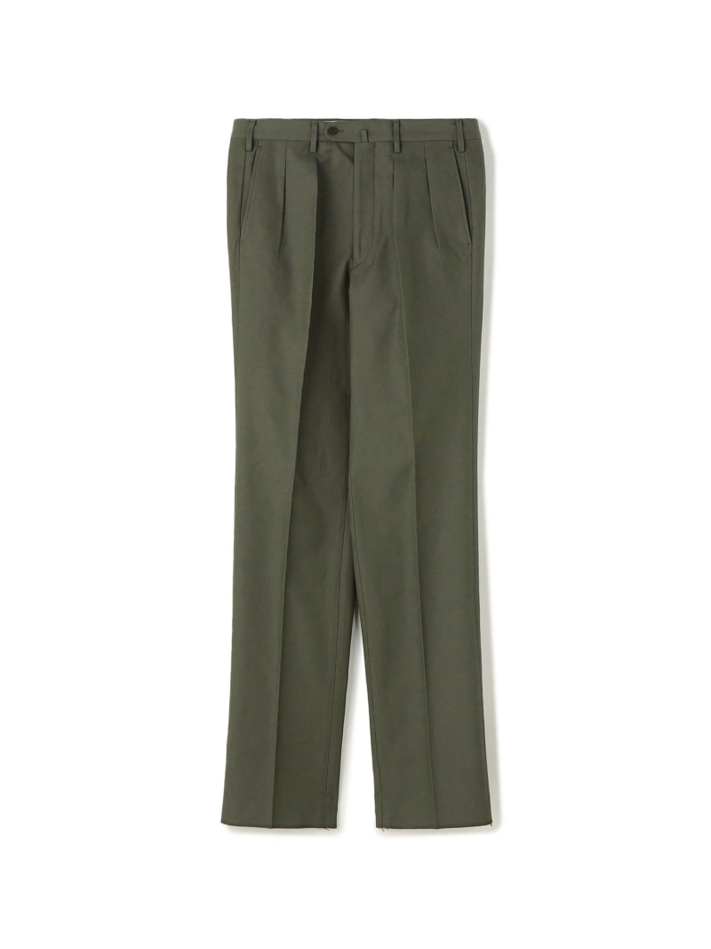 【SALE／30%OFF】TOMORROWLAND MEN コットン 2プリーツ ストレート スラックス トゥモローランド パンツ スラックス・ドレスパンツ ブラック カーキグリーン ベージュ【RBA_E】【送料無料】