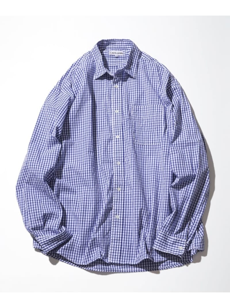 CAHLUMN Magazine Pocket  Broad Shirt(Gingham) 25AW フリークスストア トップス プルオーバー・トップ 米国海軍 青色【貨物輸送無料】