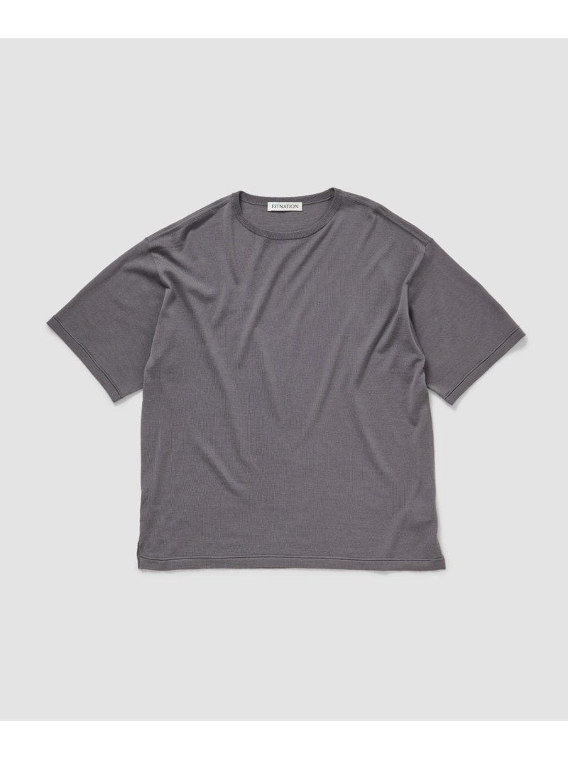 ESTNATION ESTNATION / ウルトラファインウール ニットTシャツ エストネーション トップス ニット レッド ベージュ グレー ブラウン【送料無料】