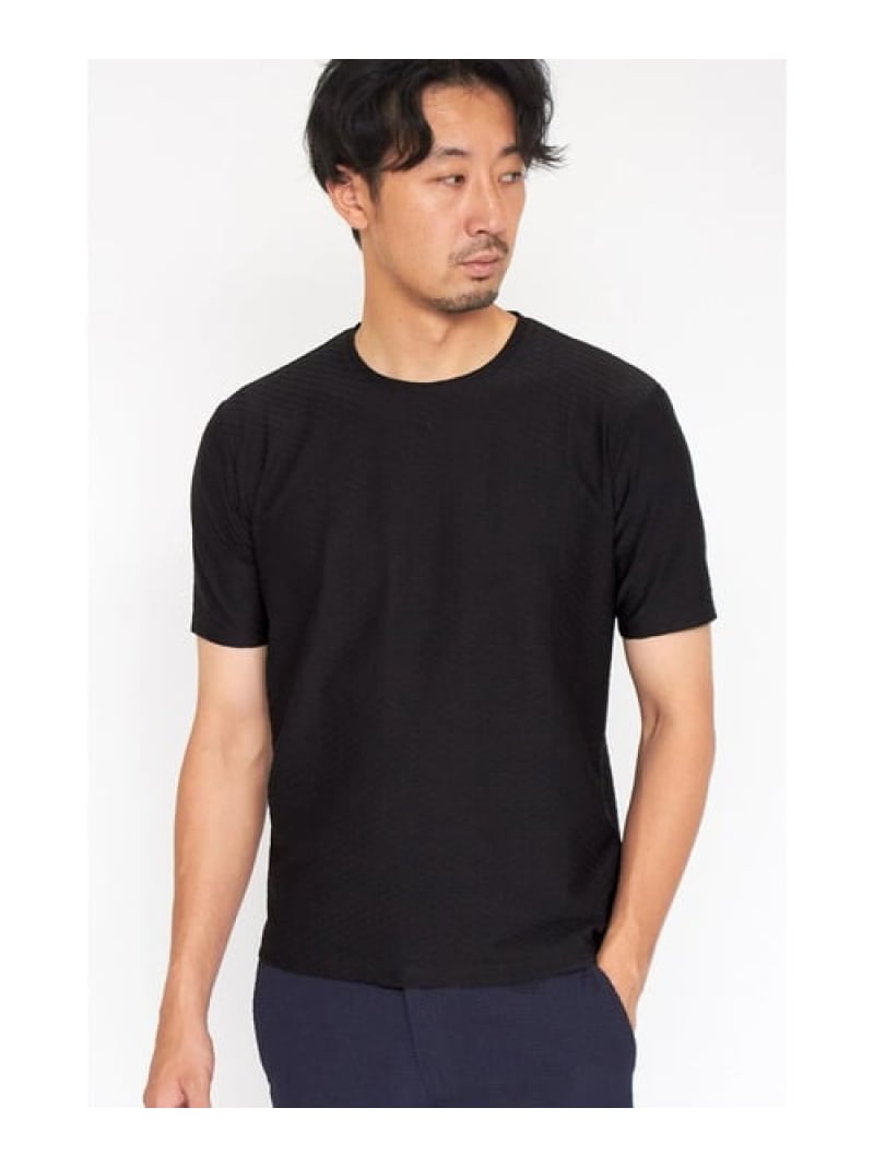 【SALE／30%OFF】HIGH STREET HIGH STREET&there4;RIPAウェーブパターン半袖クルーネックカットソー トルネードマート トップス カットソー・Tシャツ ブラック ホワイト【RBA_E】【送料無料】｜ Fashion Men