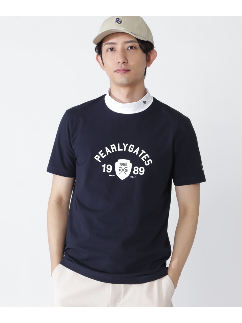 PEARLY GATES ベアカノコ半袖ハイネックカットソー パーリーゲイツ トップス その他のトップス ホワイト ネイビー【送料無料】