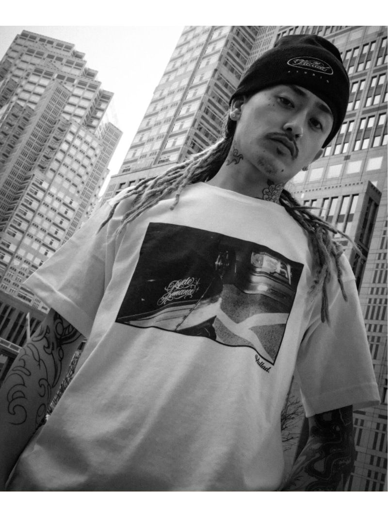 417 EDIFICE VALLAD / バラッド * JOE * CARSERVICE / RYDE ROMANCE TEE フォーワンセブン エディフィス トップス カットソー・Tシャツ ホワイト ブラック【送料無料】