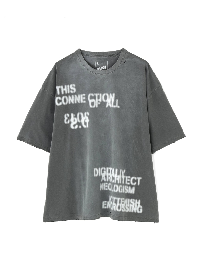 LHP DankeSchon/ダンケシェーン/PIGMENT STENCIL S/S TEE エルエイチピー トップス カットソー・Tシャツ ブラック ベージュ【送料無料】